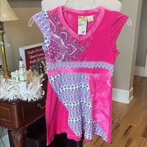 Retro Kyut Pink Flowy Glittery Polka Dot Bohemian Dress